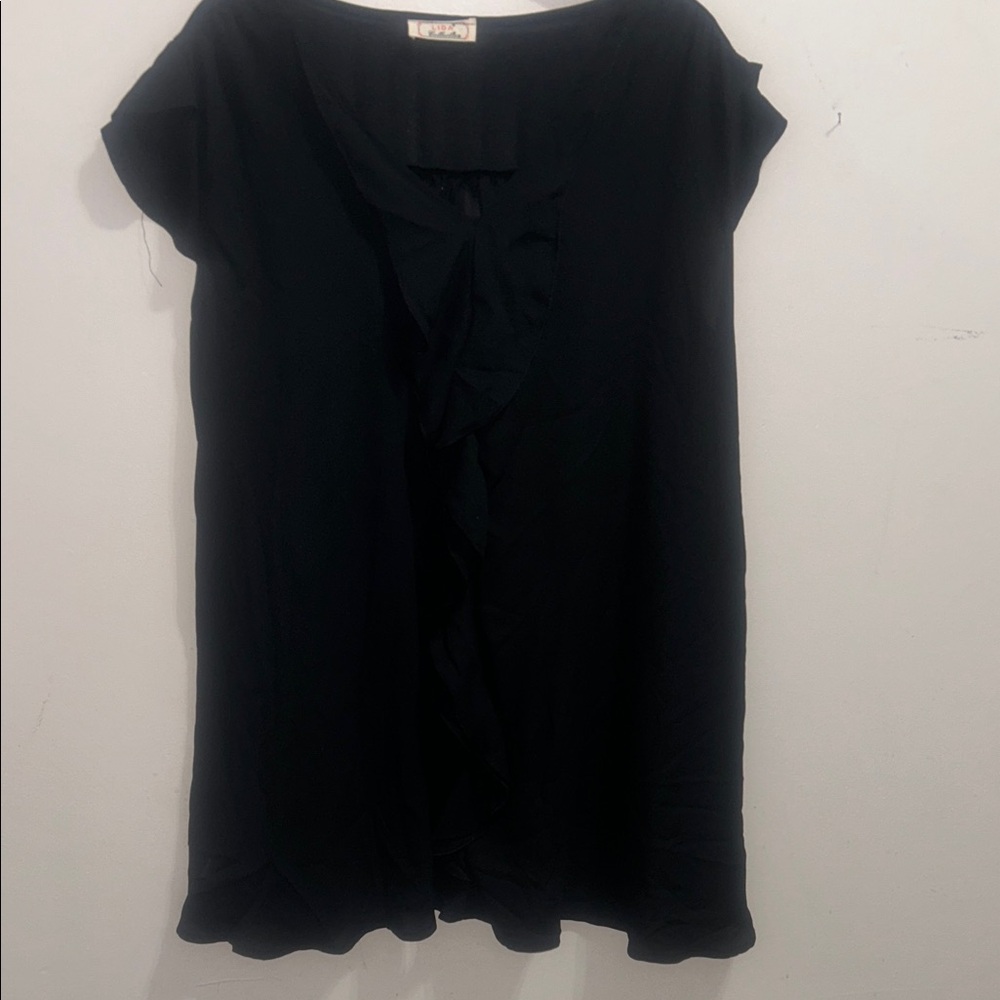 Dalia Collection Black Ruffle Blouse